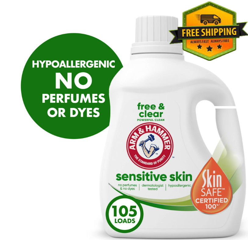 ARM & HAMMER Sensitive Skin Free & Clear Liquid Detergent, 105 fl oz, 105 Loads