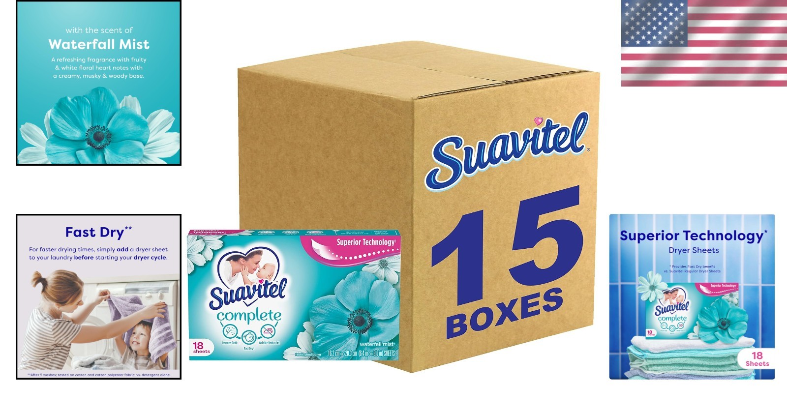 Complete Dryer Sheets, Waterfall Mist Scent, 18 Ct