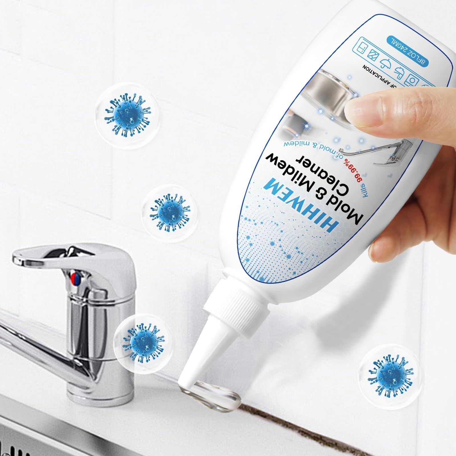 HIHWEM Mold Mildew Remover Gel Washing Machine Cleaner 8 Fl Oz (Pack of 1)