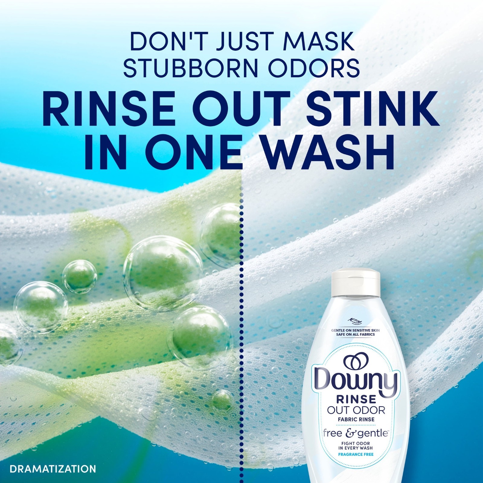 3PK Downy Free & Gentle Fabric Rinse Odor Remover Scent Free, 36.7 oz, Dye Free