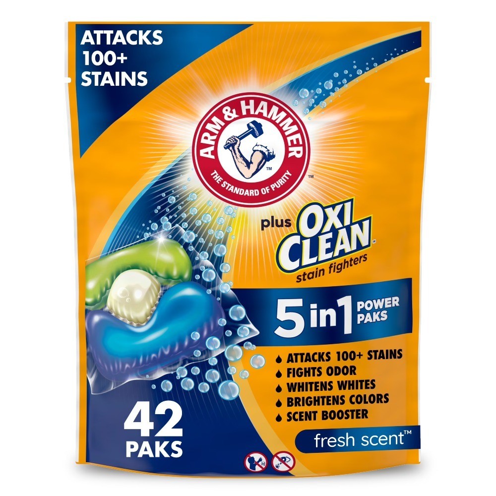 5-in-1 Laundry Detergent Pacs Fresh Scent 42 Count Power Stain Remover