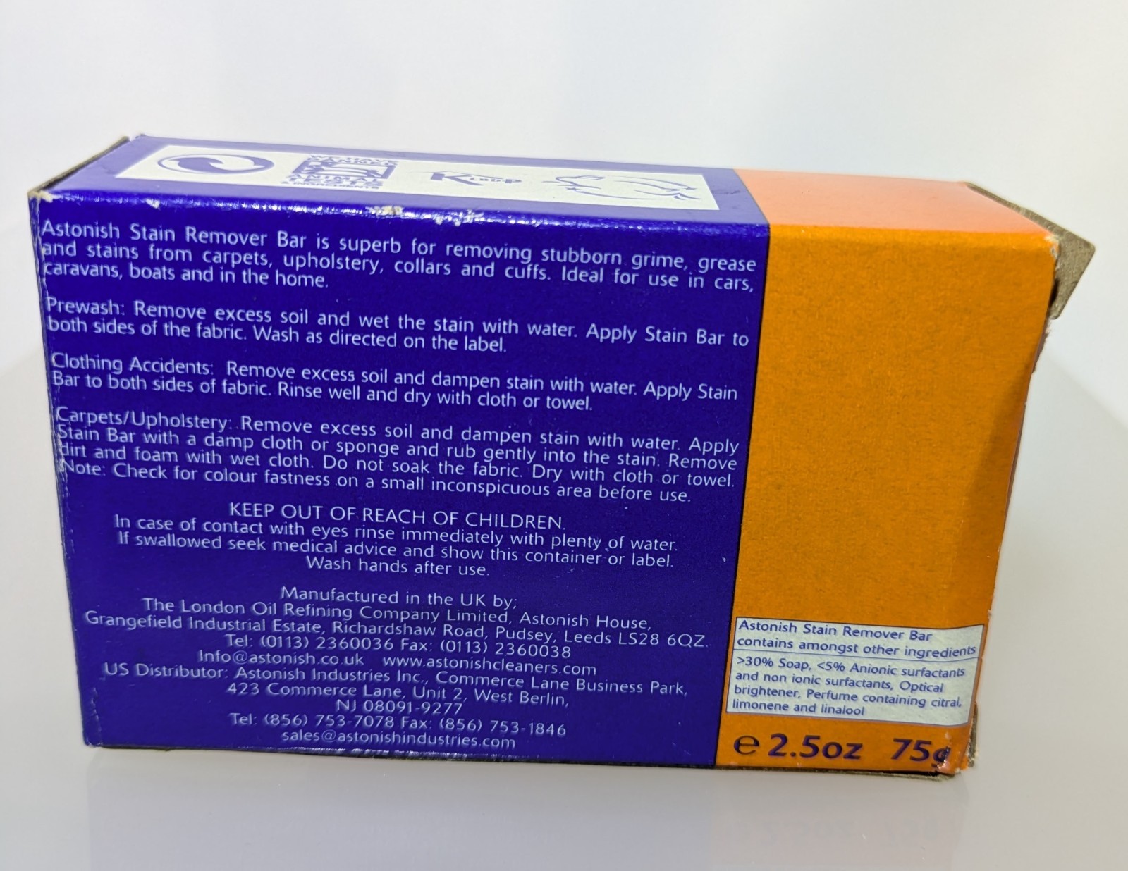 Astonish Stain Remover Bar Cloths, Carpet, and Upholstery Pre Laundry Fabric 75g