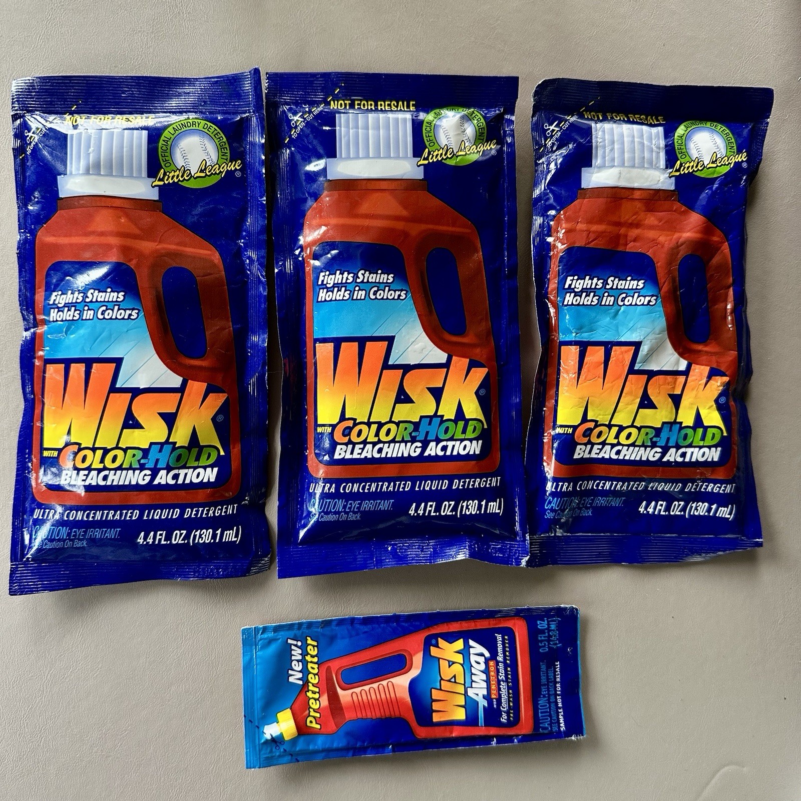 3x WISK Color Hold Action Detergent Packets + WISK Away Stain Remover Sample
