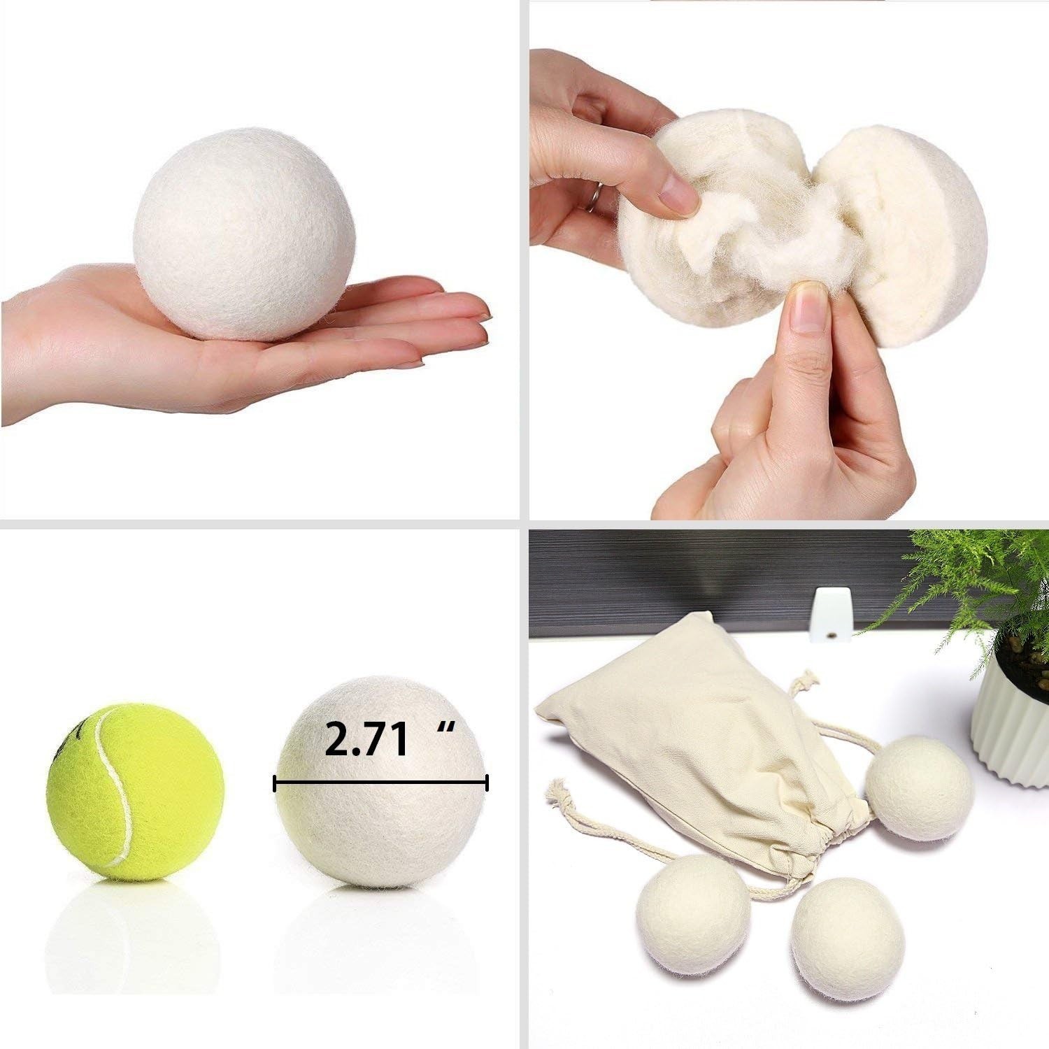 100% New Zealand Wool Dryer Balls XL Size – 6 Pack, Organic & Chemical-Free F…