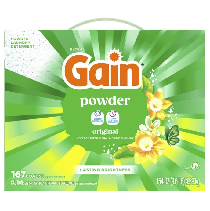 2 PACK Gain Powder Laundry Detergent, Original Scent, 154 oz, 167 Loads