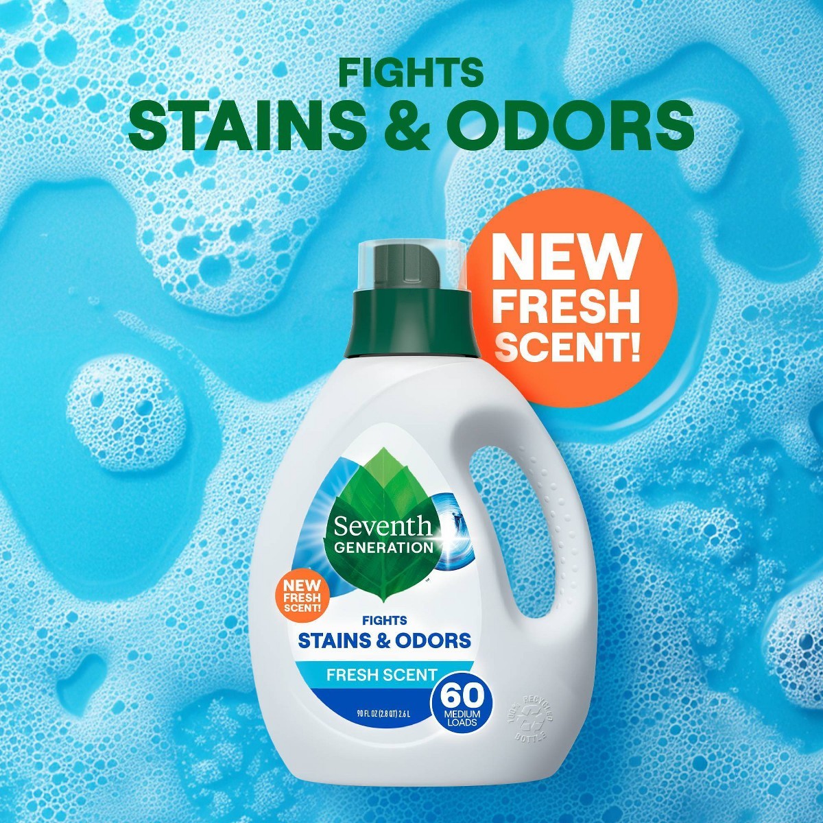 Seventh Generation Liquid Laundry Detergent 60 Loads – Fresh Scent – 90oz
