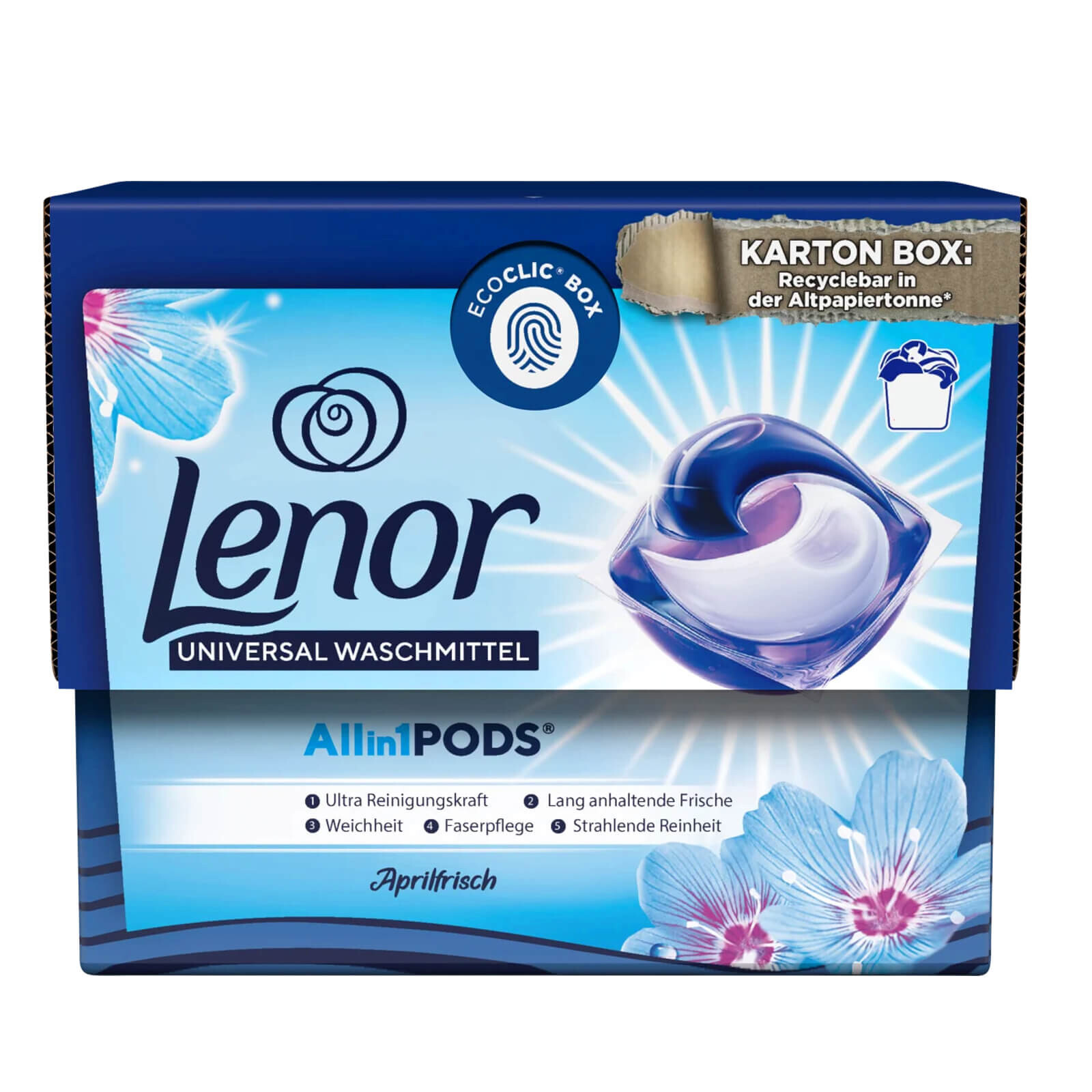 4x 15 Count Lenor All in 1 Laundry Detergent Pods Aprilfrisch 56WL Fresh