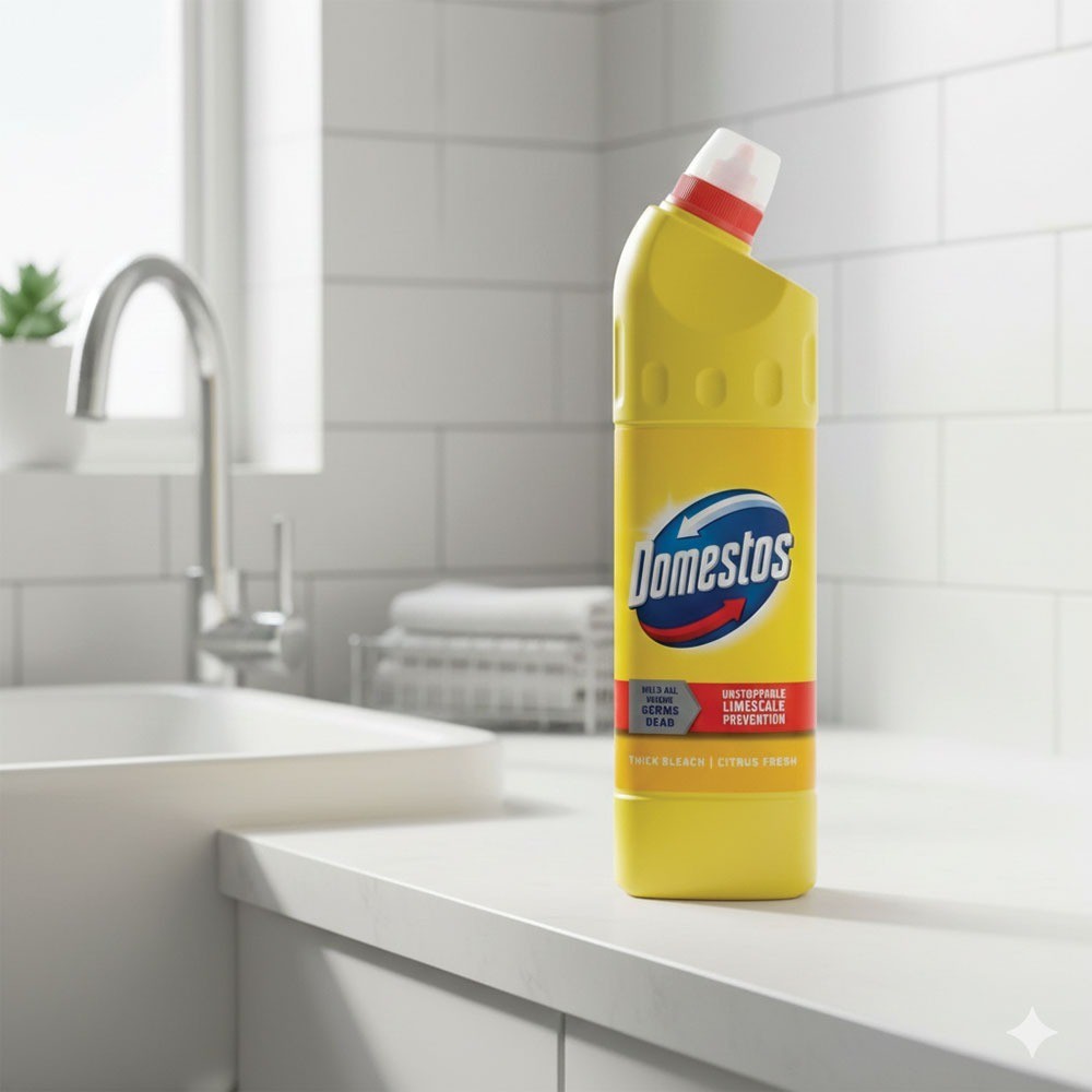 Domestos Citrus Bleach, Powerful Toilet Cleaner, Fresh Scent 750ml – PACK OF 6