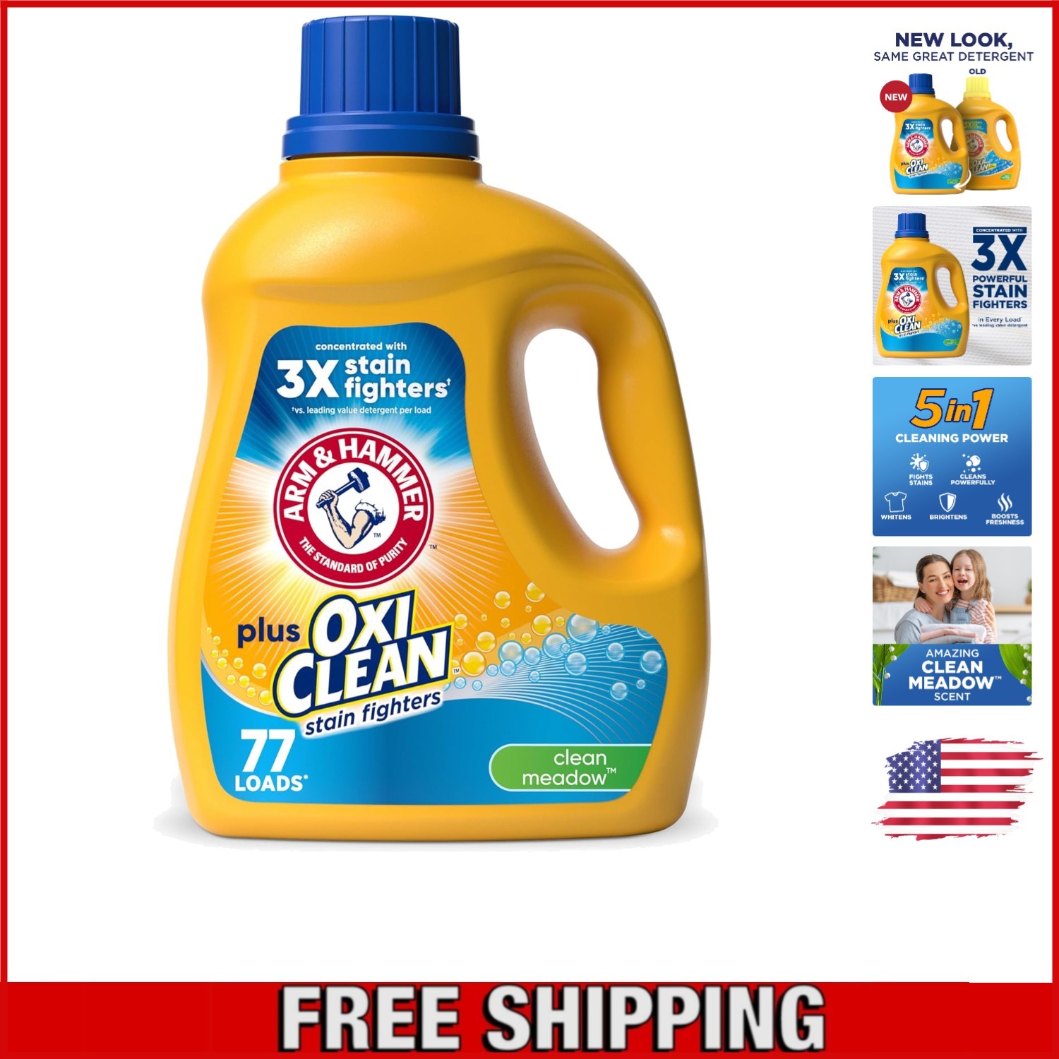 Concentrated Plus OxiClean Clean Meadow Detergent – 100.5 fl oz for Tough Stains