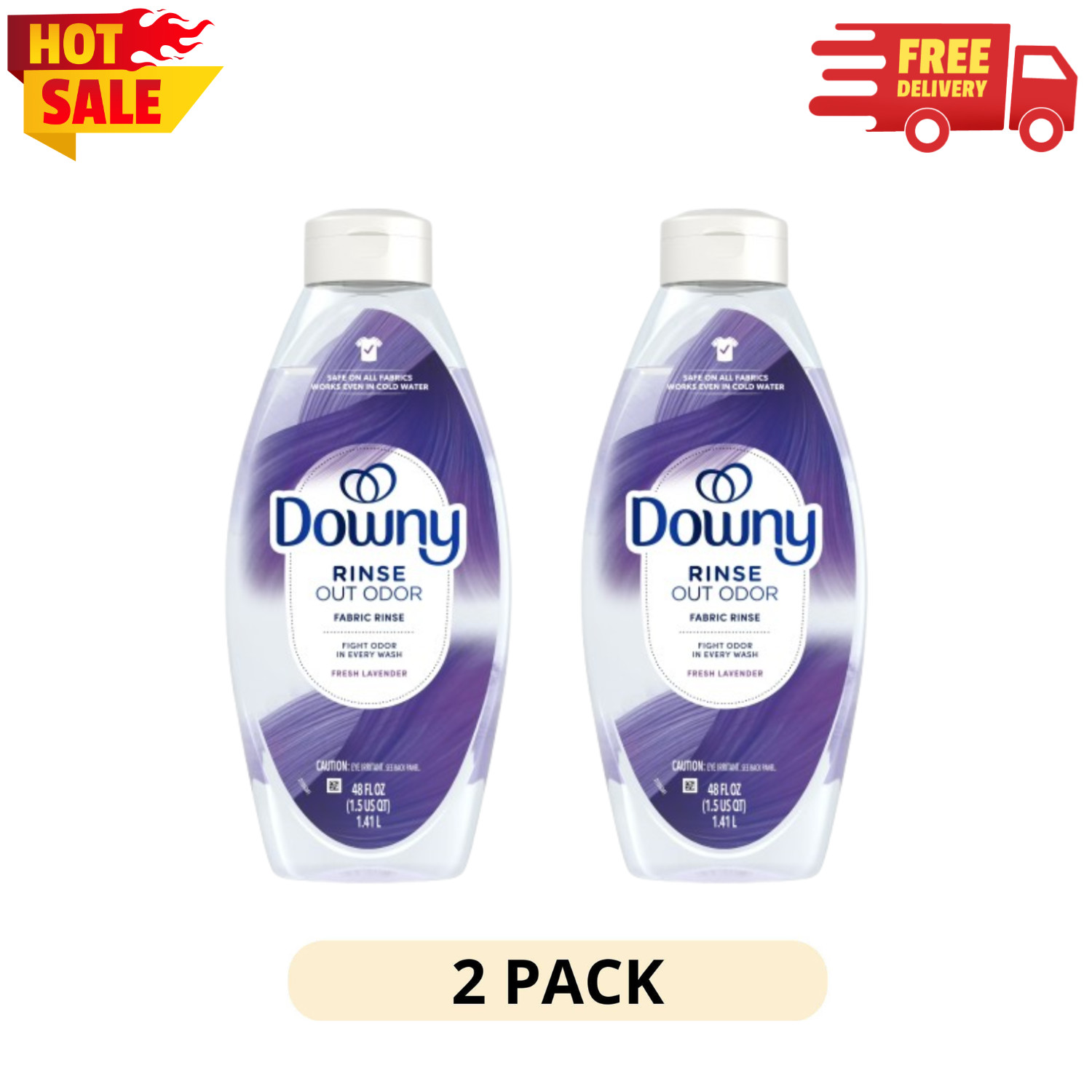 (2 Pack)Downy Fresh Lavender Rinse Out Odor Laundry Rinse 48 oz Fabric Freshener
