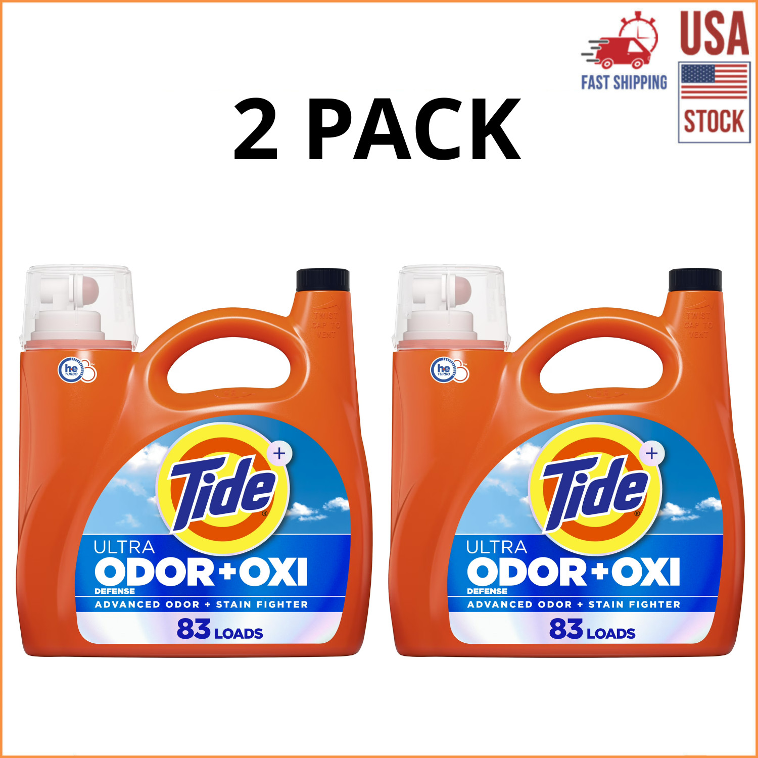 Tide Ultra Odor Defense Plus Oxi Liquid Laundry Detergent 117 oz 83 Loads 2 pack