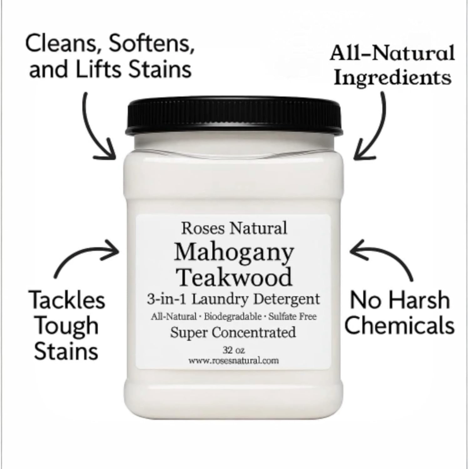 Mahogany Teakwood 3-in-1 Laundry Detergent Powder, Plant-Based, All-Natural