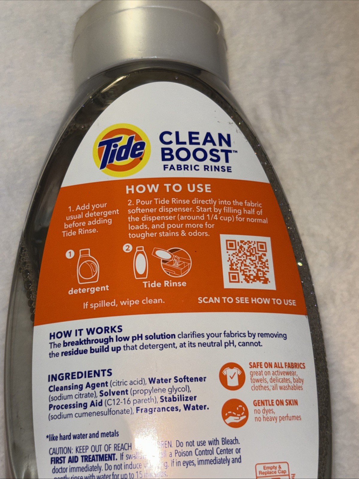 Tide Clean Boost Fabric Rinse 3x Odor Power Original Cleans Deep 25.5oz