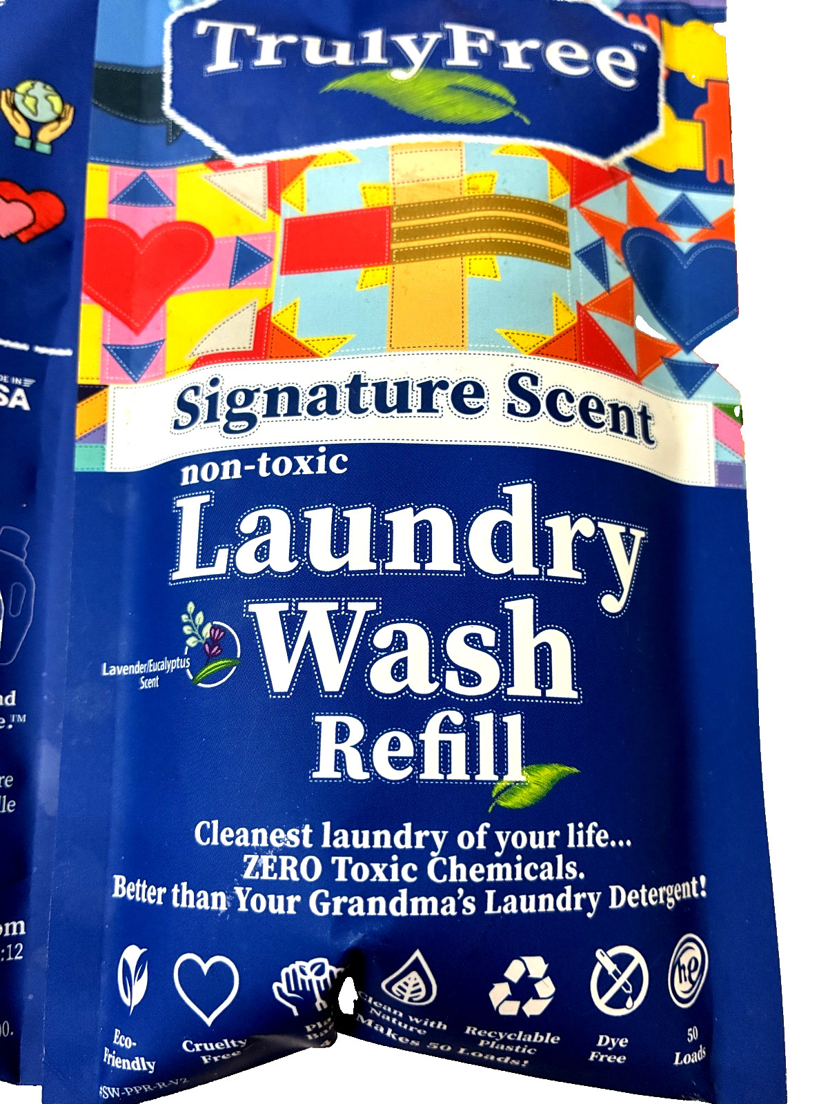 Truly Free Laundry Wash Refill Pouch Non-Toxic Signature Scent 50 Loads 2 Packs