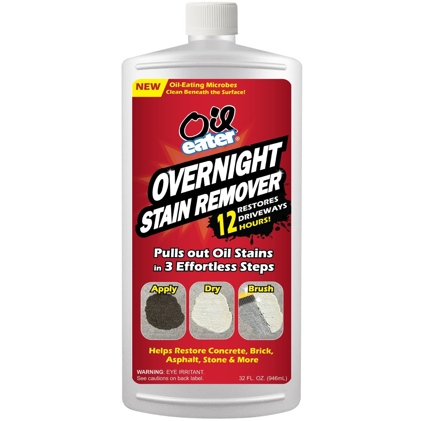 Overnight Stain Remover for Cleaning Oil Stains 32 Fl Oz (Pack of 1), White