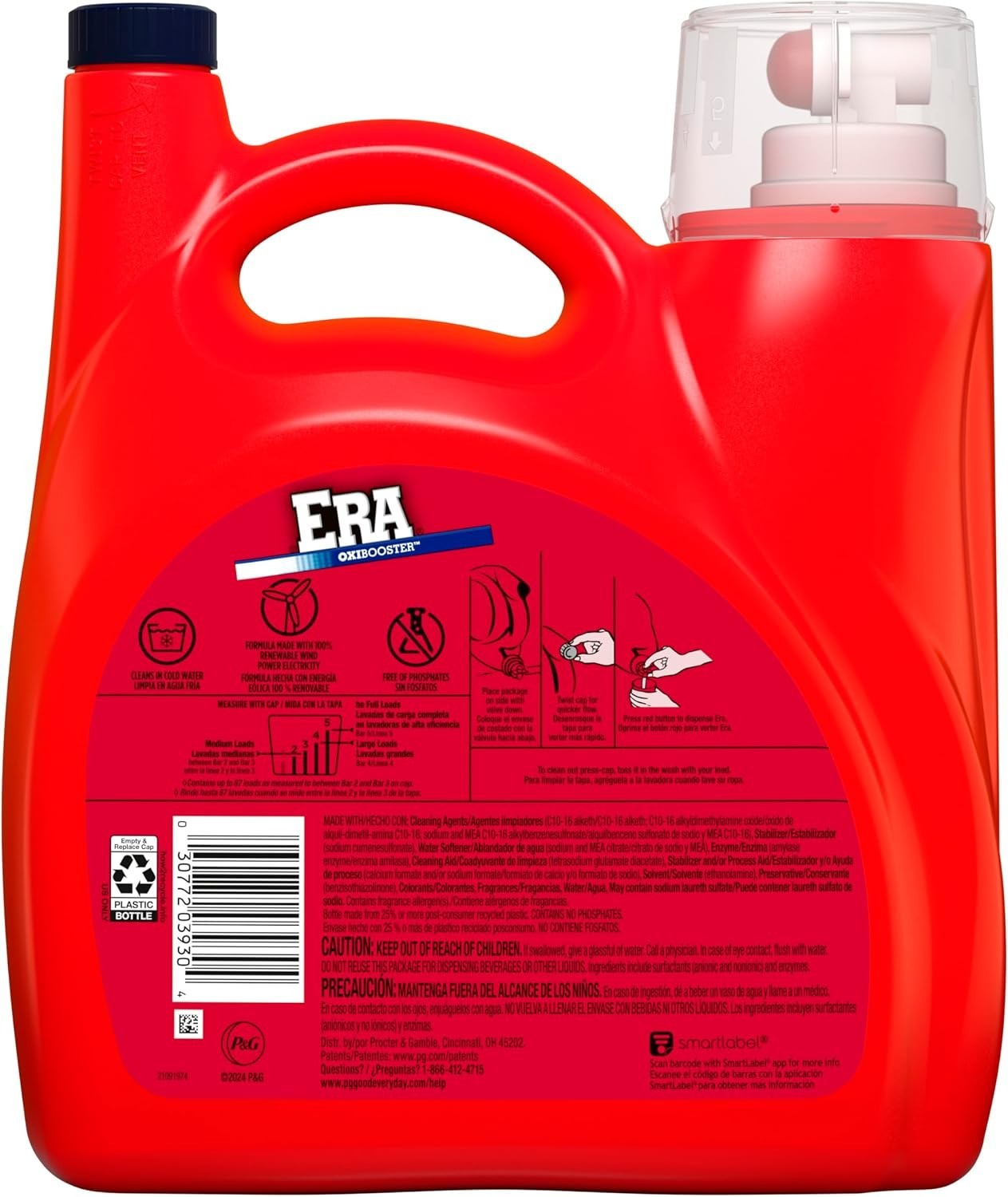 Era Oxibooster Liquid Laundry Detergent 154 fl oz, 87 Loads HE Stain Fighter