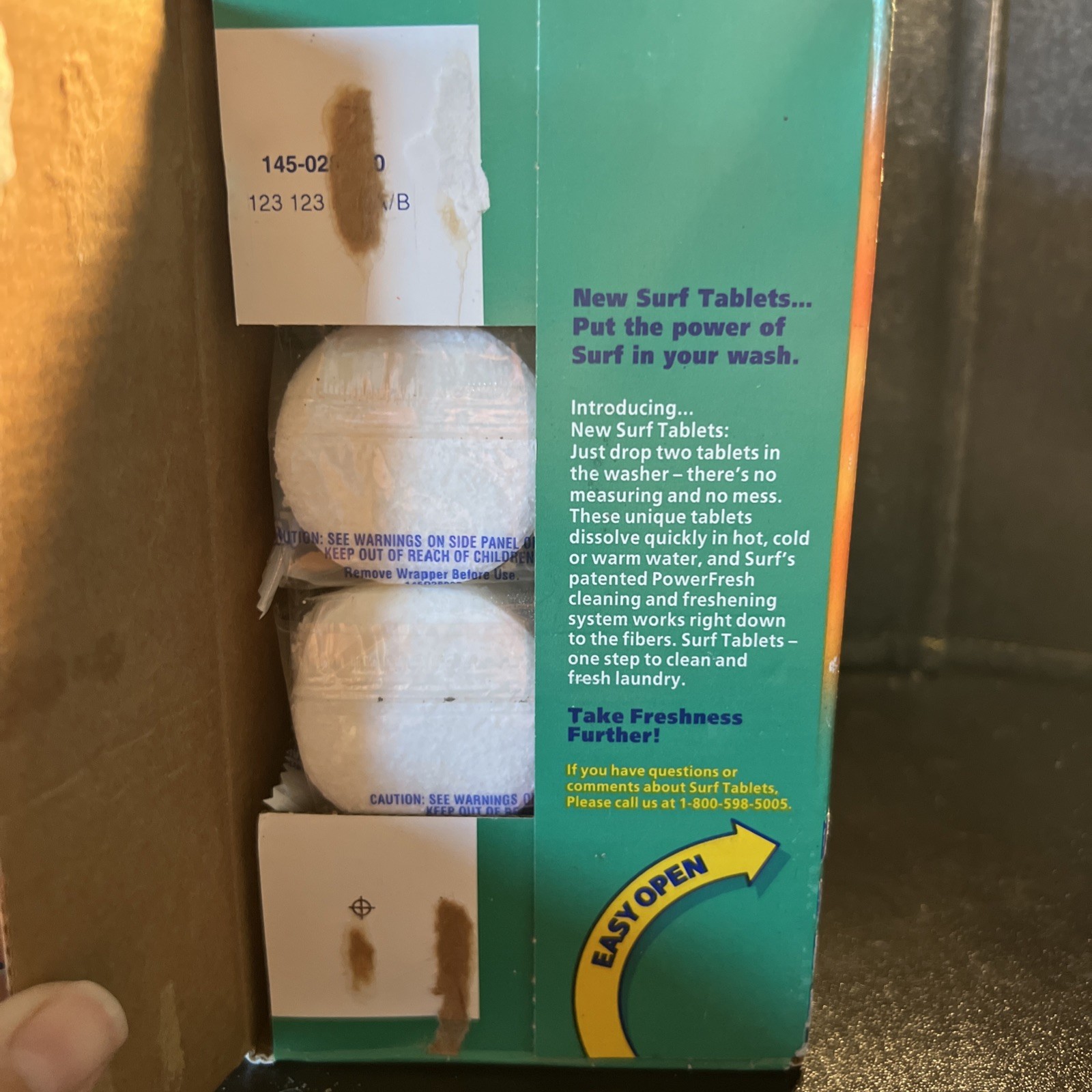 SURF Tablets Original Power Fresh Laundry Detergent Box Prop Soap VTG 2001 Y2K
