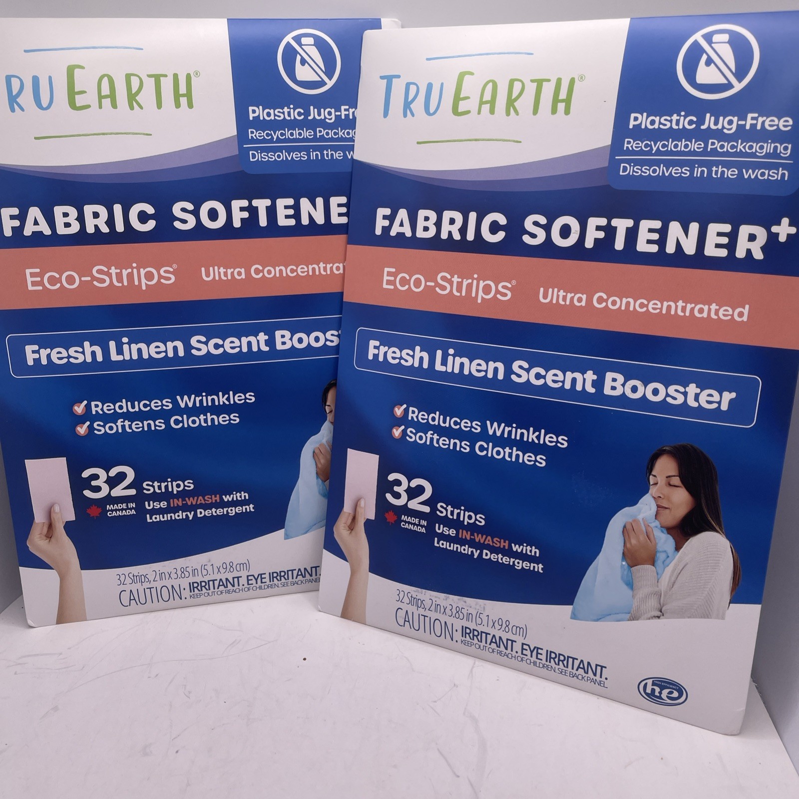 Lot of 2 Tru Earth Fabric Softener Ultra Concentrated 32 Eco-Strips Fresh Linen