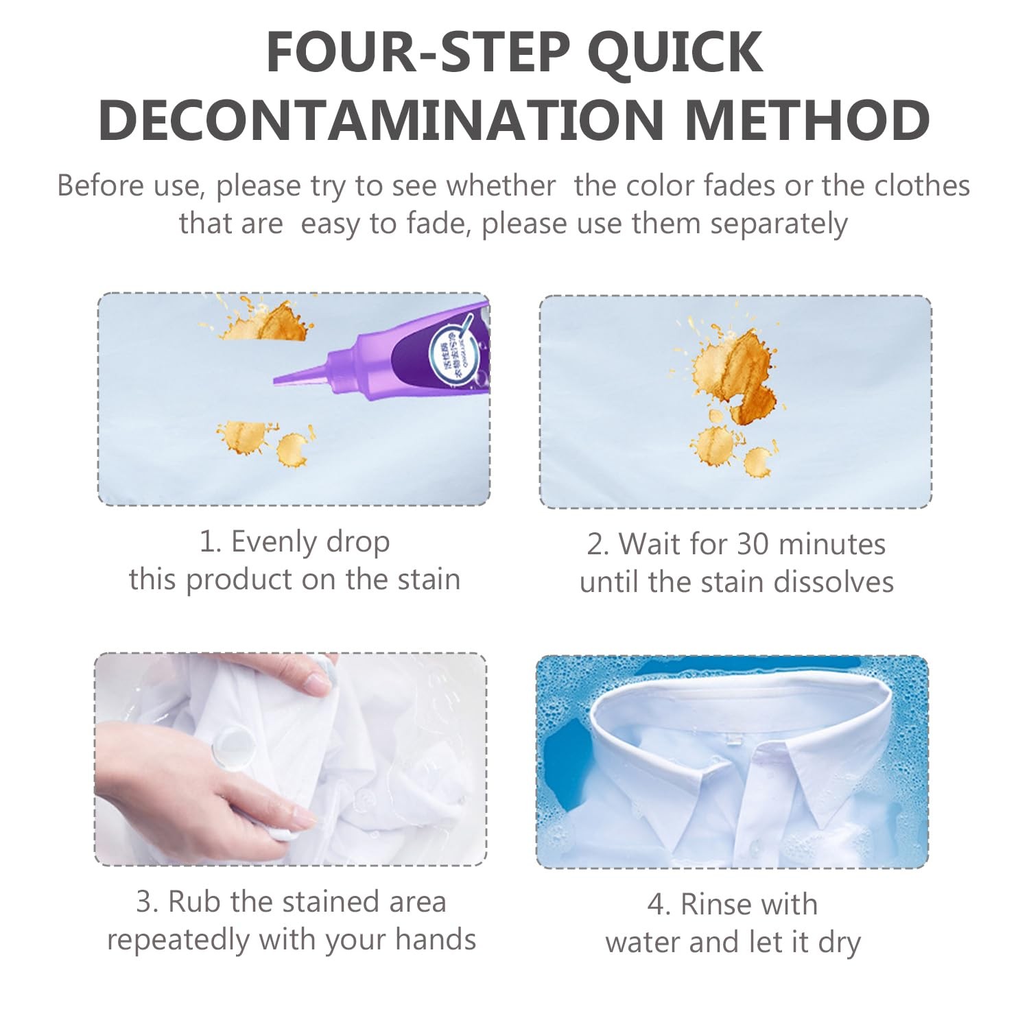 2pcs Laundry Stain Remover,White Shirt 4.06 Fl Oz (Pack of 2), white