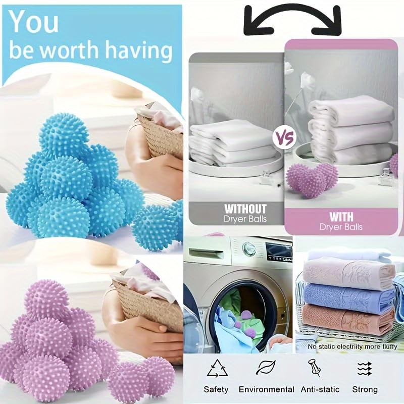 Reusable Laundry Dryer Balls, Sky Blue Plastic Anti-Static Fabric Softener, R…