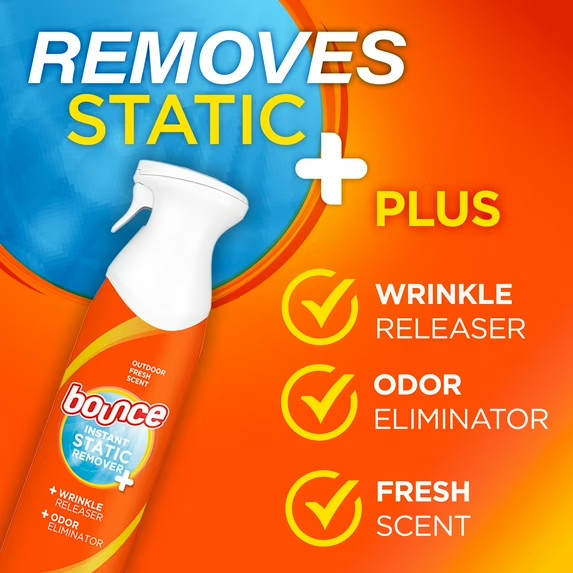 (2 pack) Bounce Rapid Touch-Up 3 in 1 Static Remover, Fresh Scent, 9.7 oz