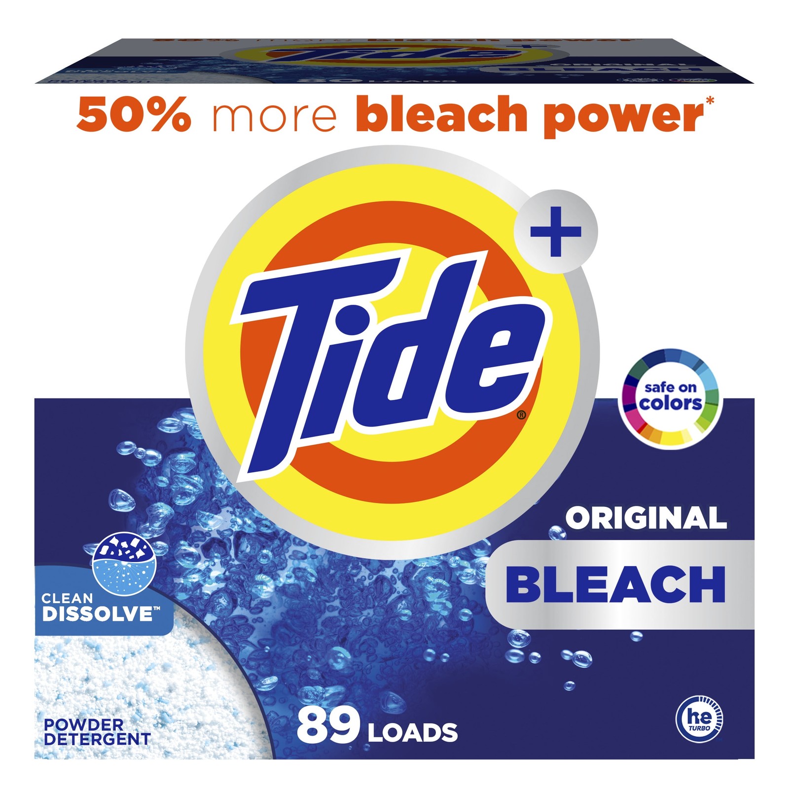 Tide Powder Laundry Detergent with Bleach, Original Scent, 129 oz, 89 Loads