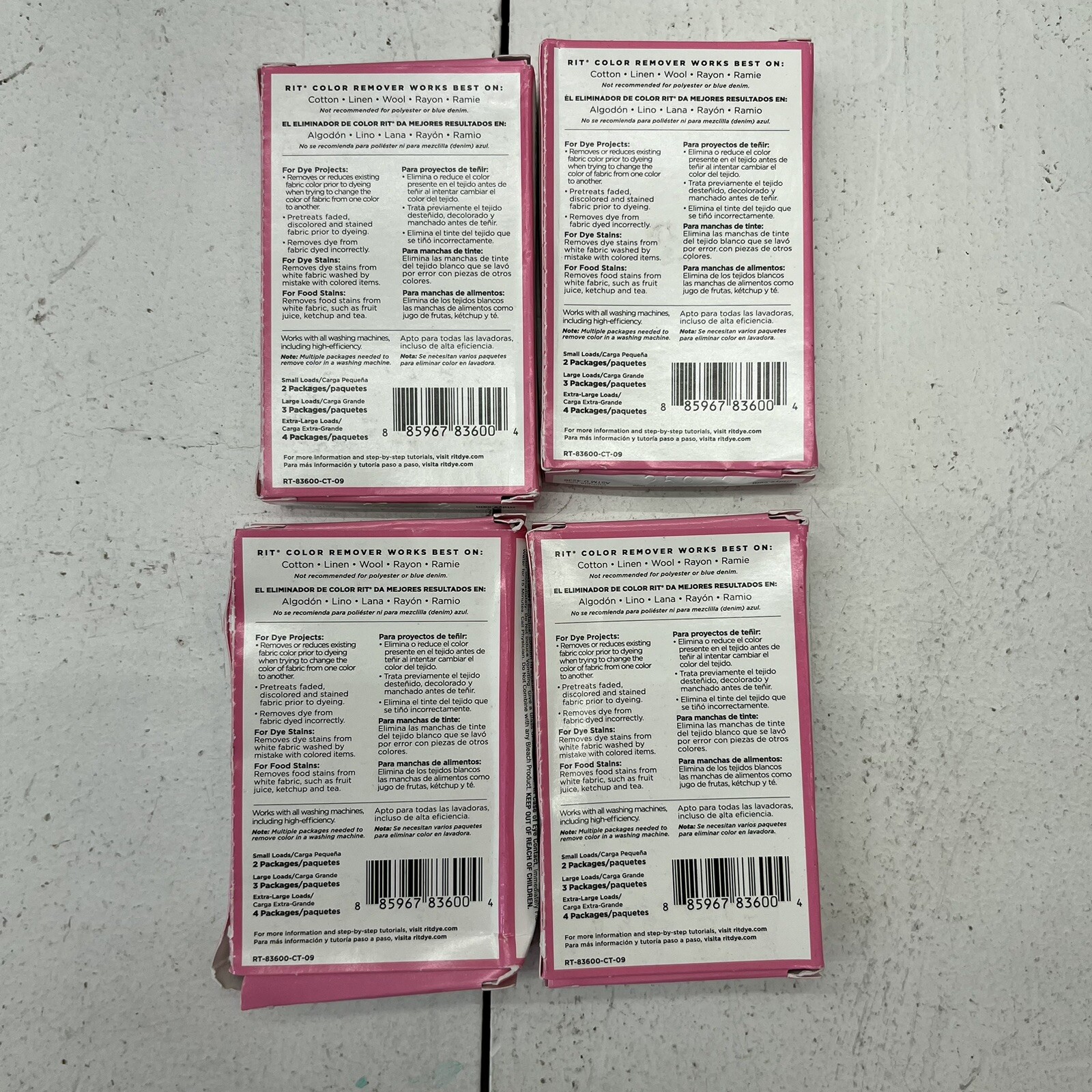Rit Color Remover Laundry Treatment And Dyeing Aid Lot Of 4 (2 Oz. Each) NEW