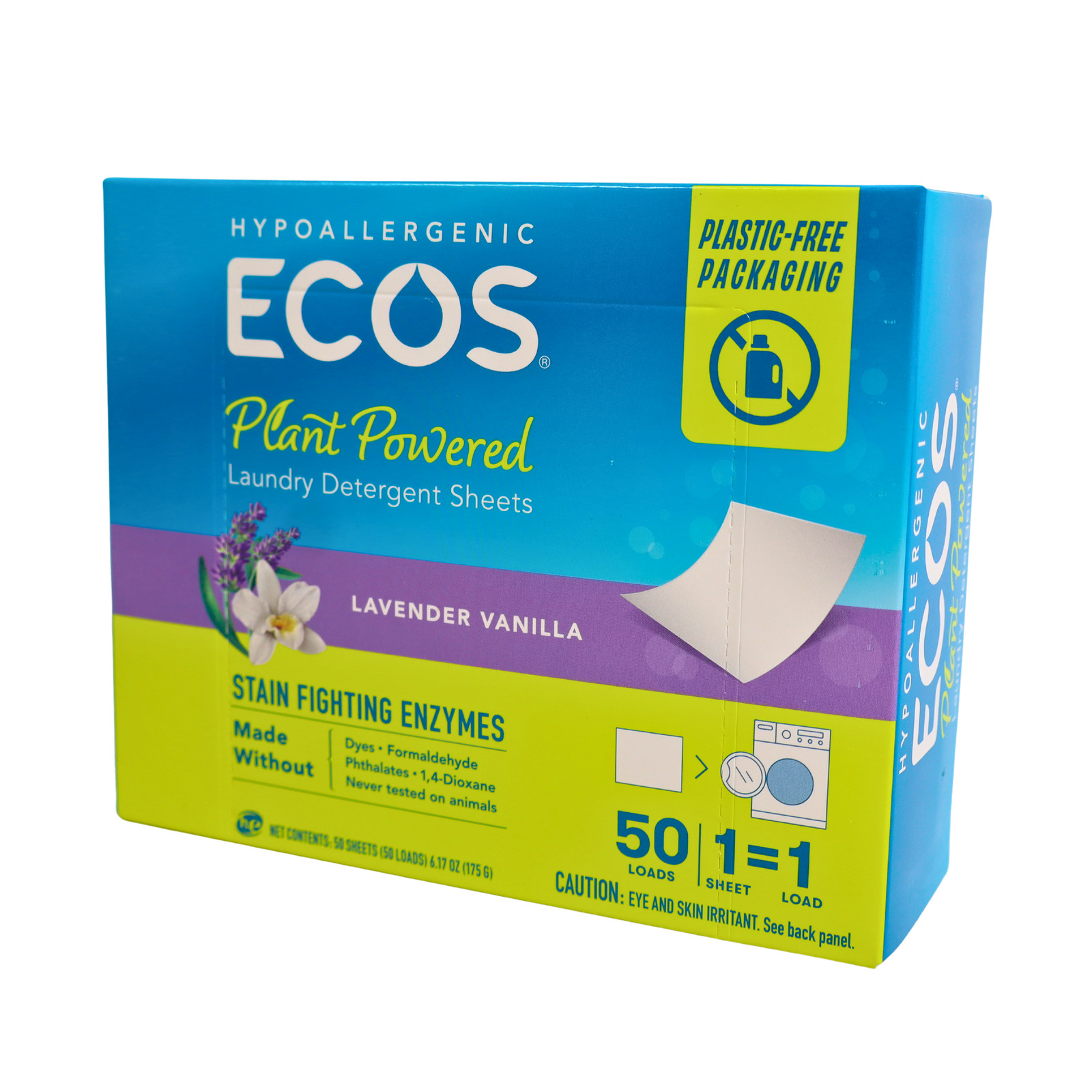 2 PACK ECOS Laundry Detergent Sheets Vegan, No Plastic Jug, Liquid Free, 50ct EA