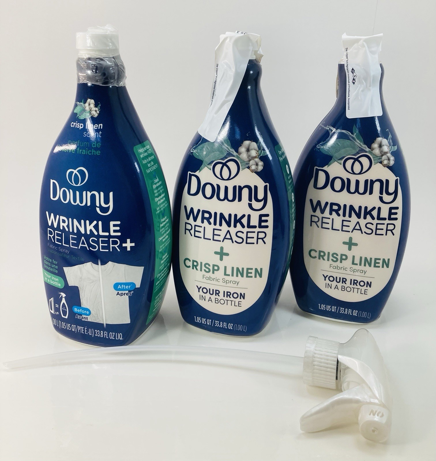 Downy Wrinkle Releaser Plus Crisp Linen 3 Pack 33.8oz Fabric Spray NEW