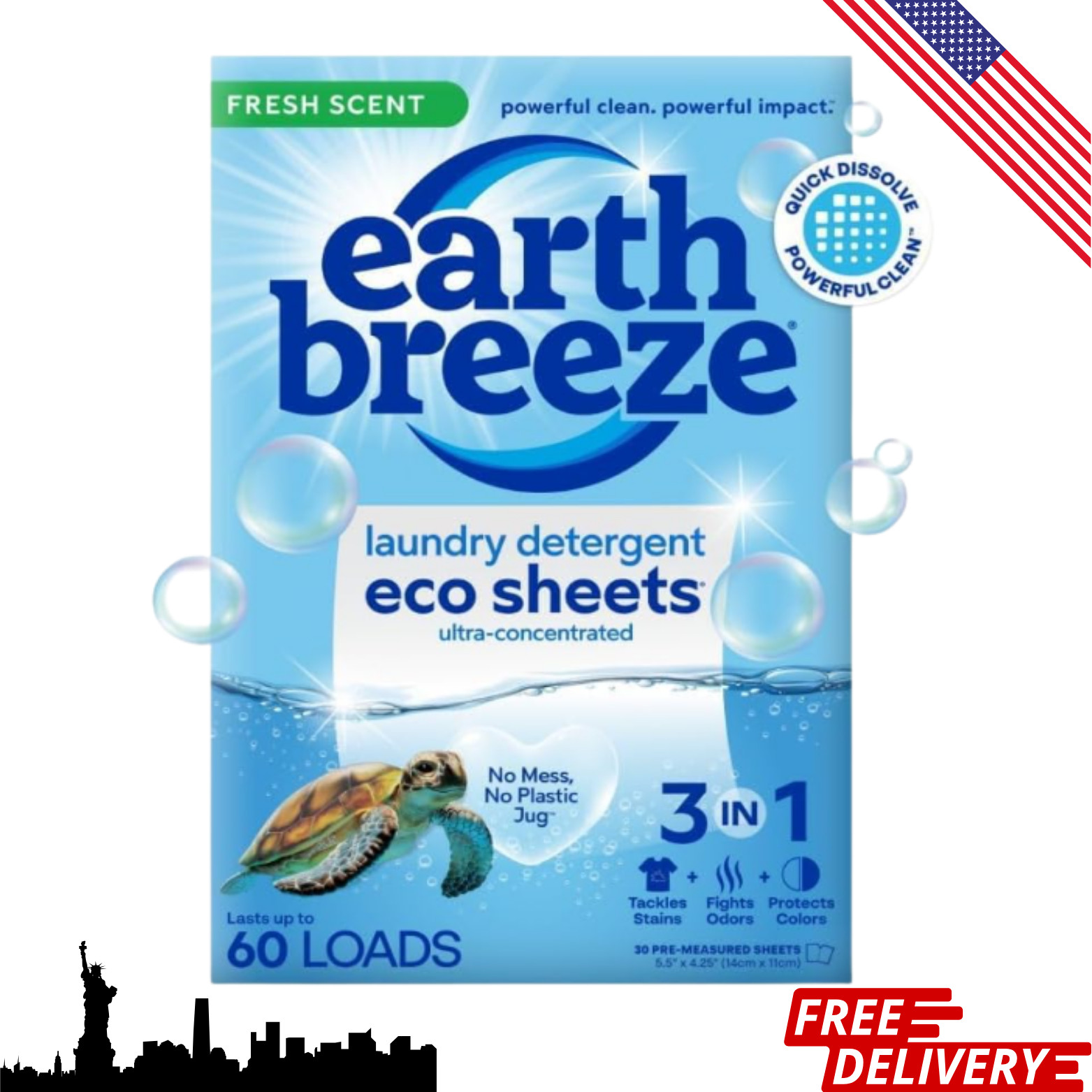 Laundry Detergent Sheets Fresh Scent – Clean Ingredients, No Harsh Chemicals,