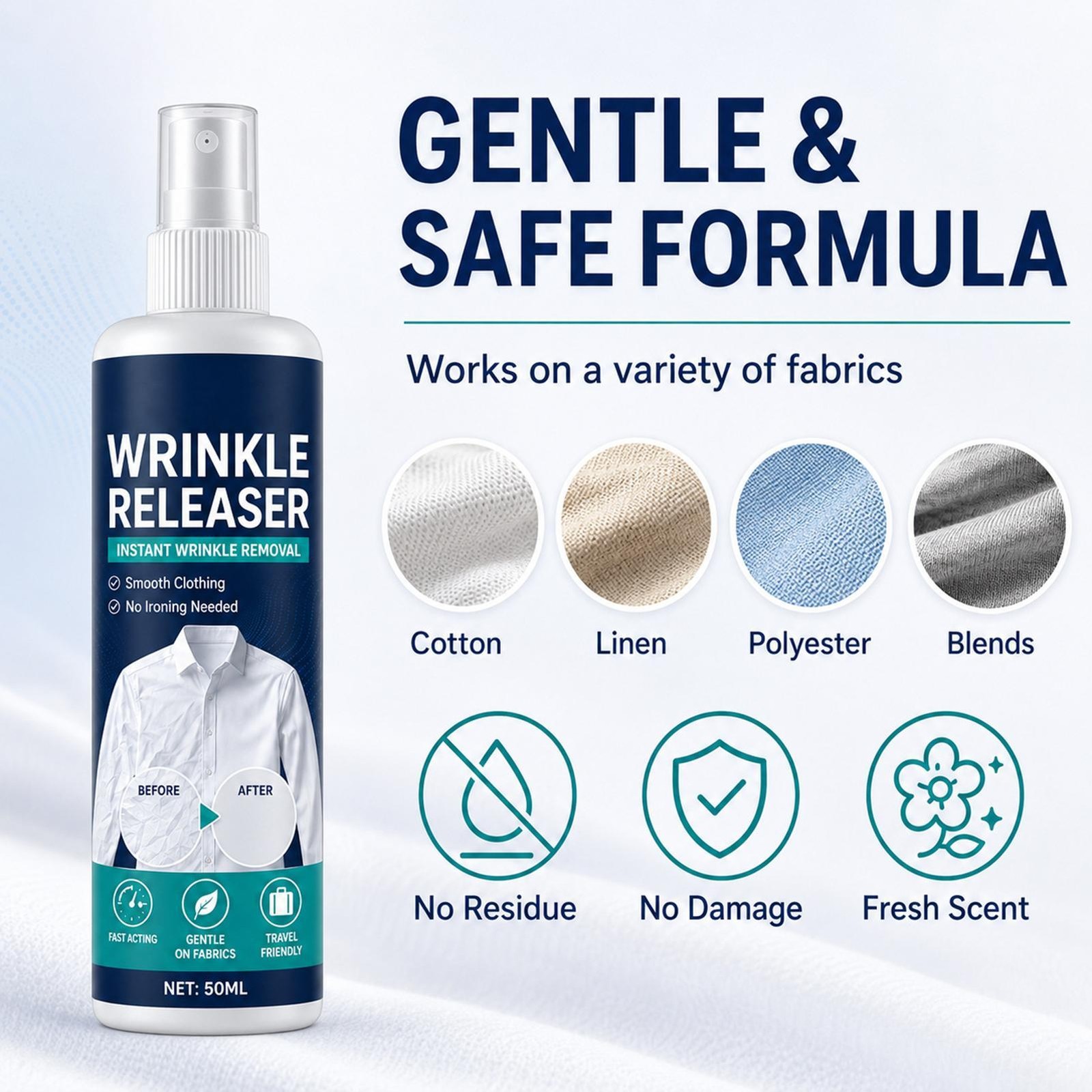 Instant Wrinkle Releaser Spray,Clothes Wrinkle Release Spray,No Iron,Anti Static