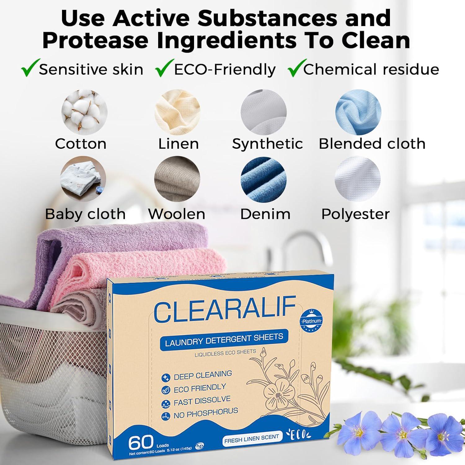 Laundry Detergent Sheets, Up to 180 Loads Fresh Linen, liquidless, Eco-Friendly