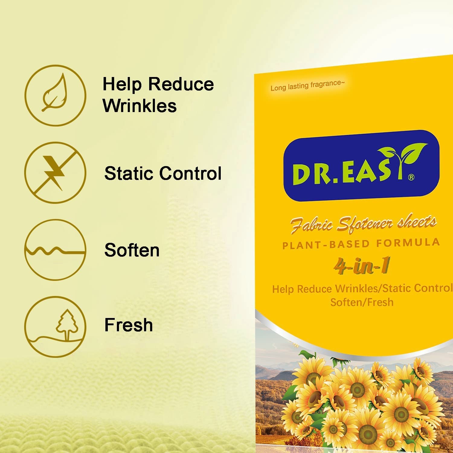 Dryer Sheets Plant Based Formula Sunfresh Essential Oil Scented 252 Ct