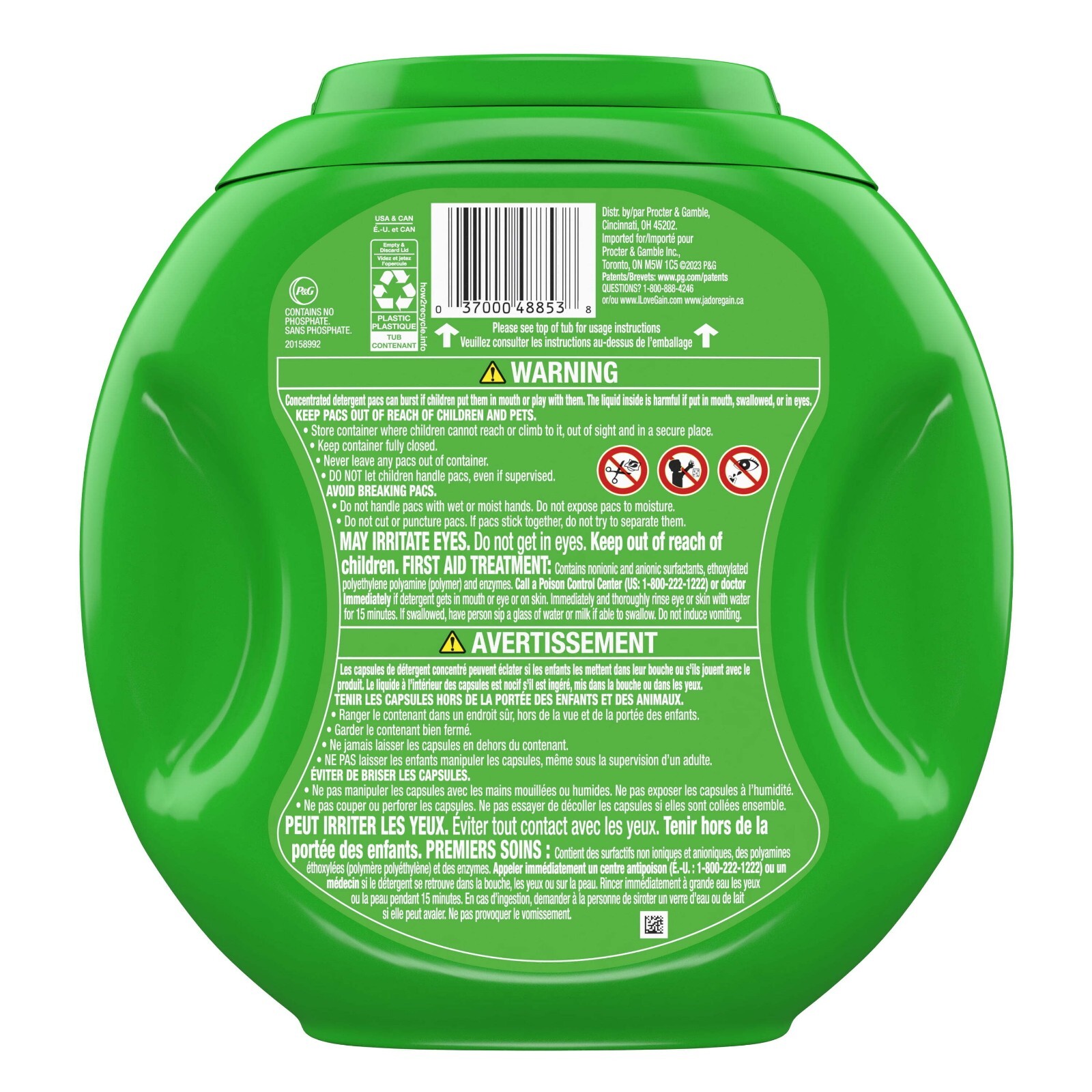 3 PACK Gain Flings Laundry Detergent Packs with Oxi Boost and Febreze, 60 Count