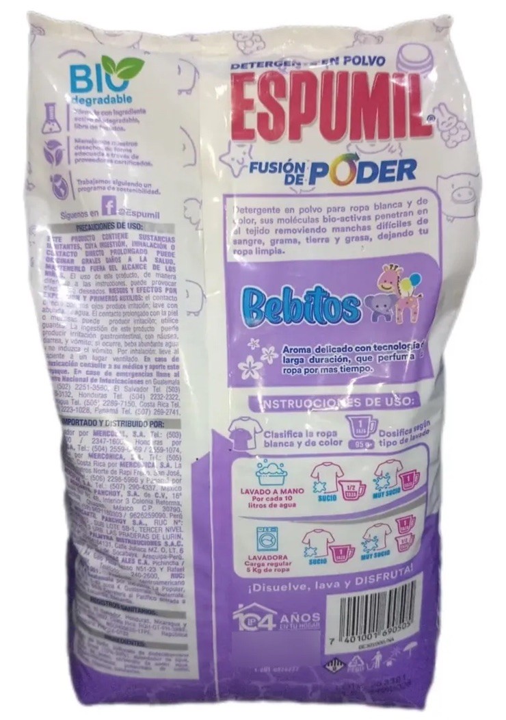 5 Pck Detergente En Polvo Espumil Bebitos De 500g C/U laundry Detergen