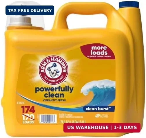 ARM & HAMMER Powerfully Clean Liquid Laundry Detergent | Clean Burst Scent, 174