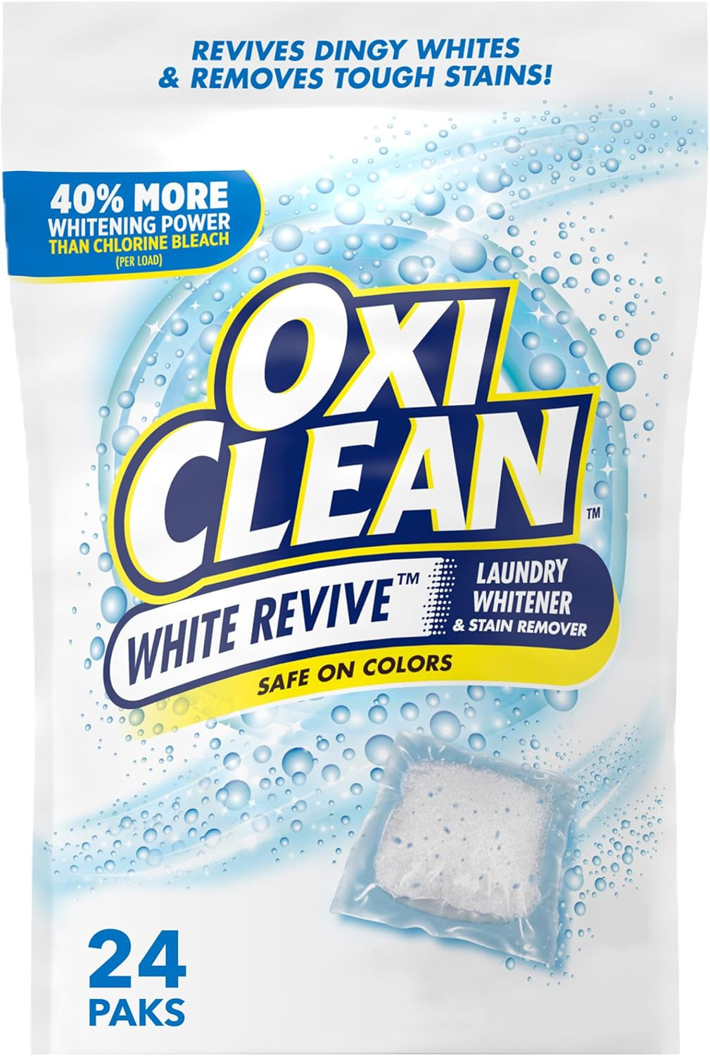 White Revive Laundry Whitener and Stain Remover Power Paks, 24 Count