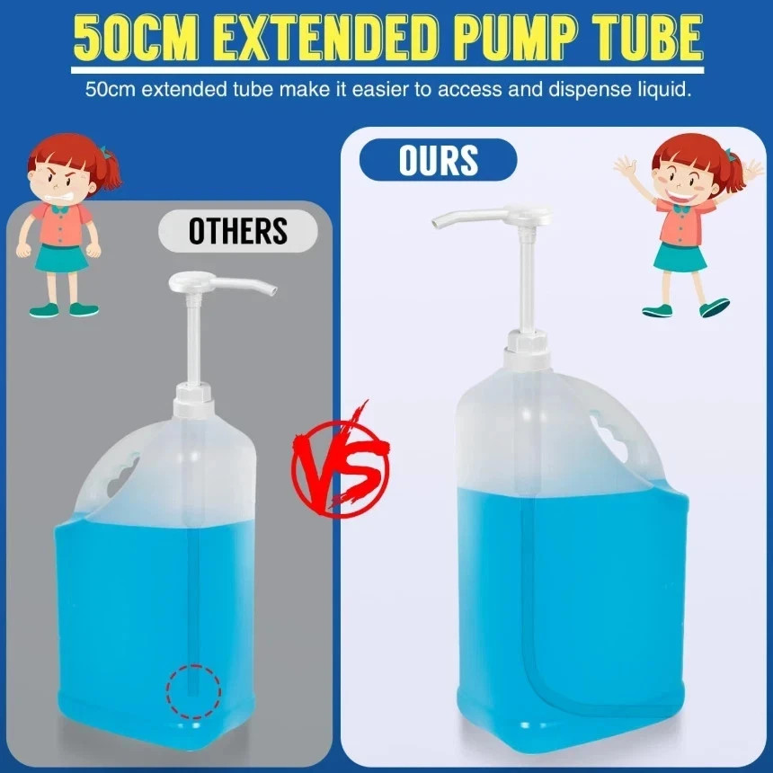 2 Pack 5 Gallon Pump Dispenser 1oz Pump for Large Gallon Bucket with 50cm Extend