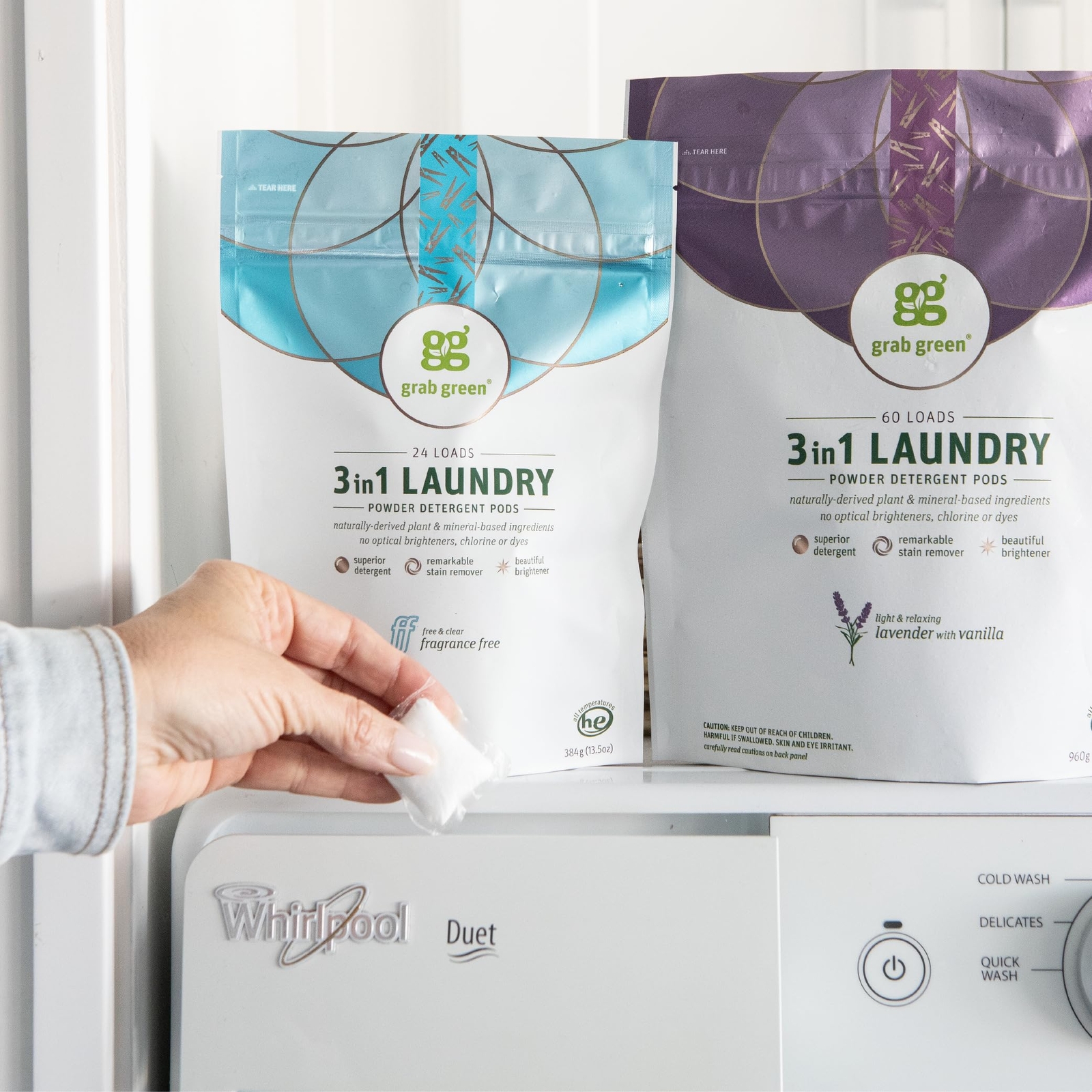 Grab Green 24 Count Lavender Vanilla Laundry Detergent Pods 3in1 Eco Friendly