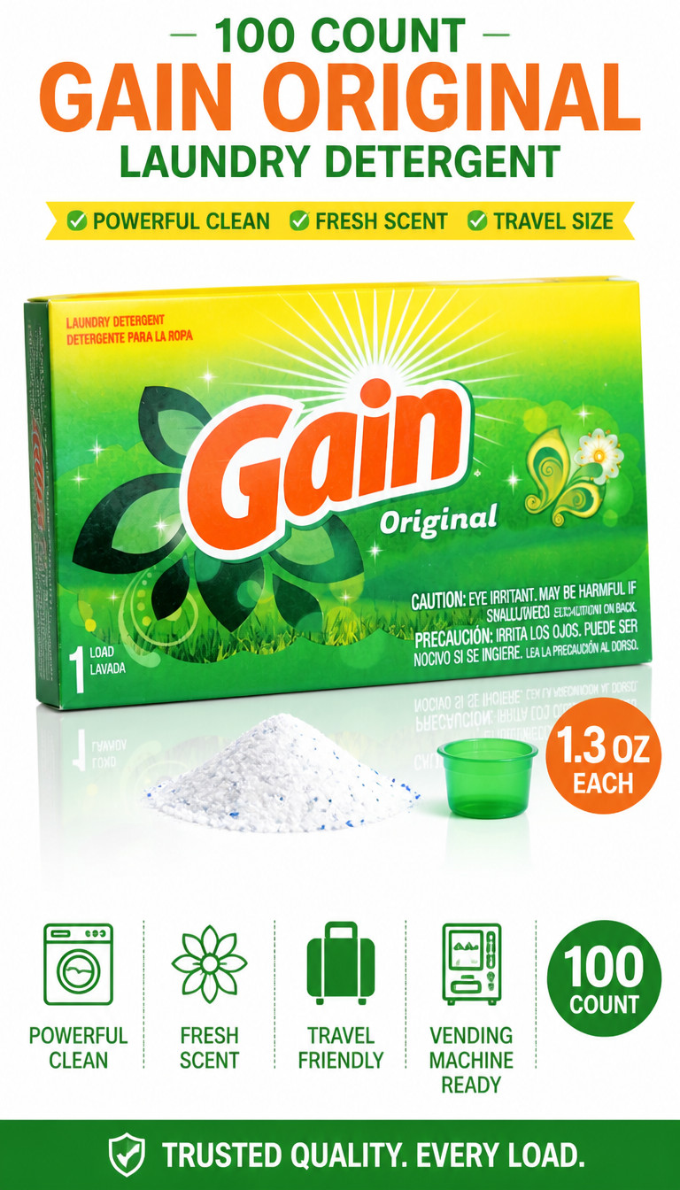 Gain Original Laundry Detergent – 100ct. 1.3 oz, Fresh Scent