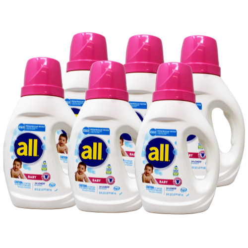 All Liquid Laundry Detergent, Gentle for Baby, 24 Loads, 30 fl oz – 6 Pack