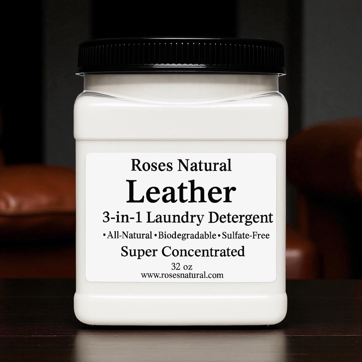 Leather-Scented 3-in-1 Laundry Detergent Powder, Natural, Plant-Based, HE Safe