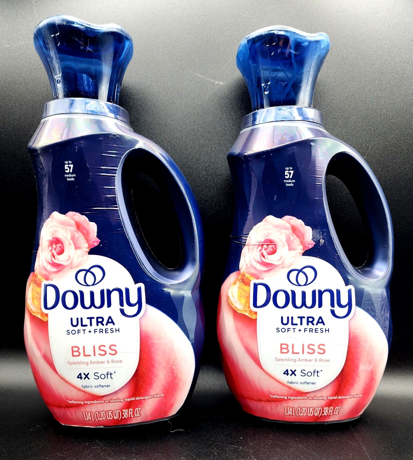 2 Downy ULTRA BLISS Sparking Amber & Rose Fabric Conditioner Softener 38 oz Ea