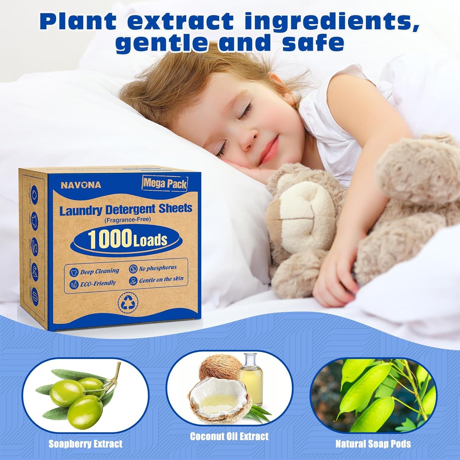 1000 Loads Mega Pack Laundry Detergent Sheets, Eco-friendly Laundry Sheets, Powe