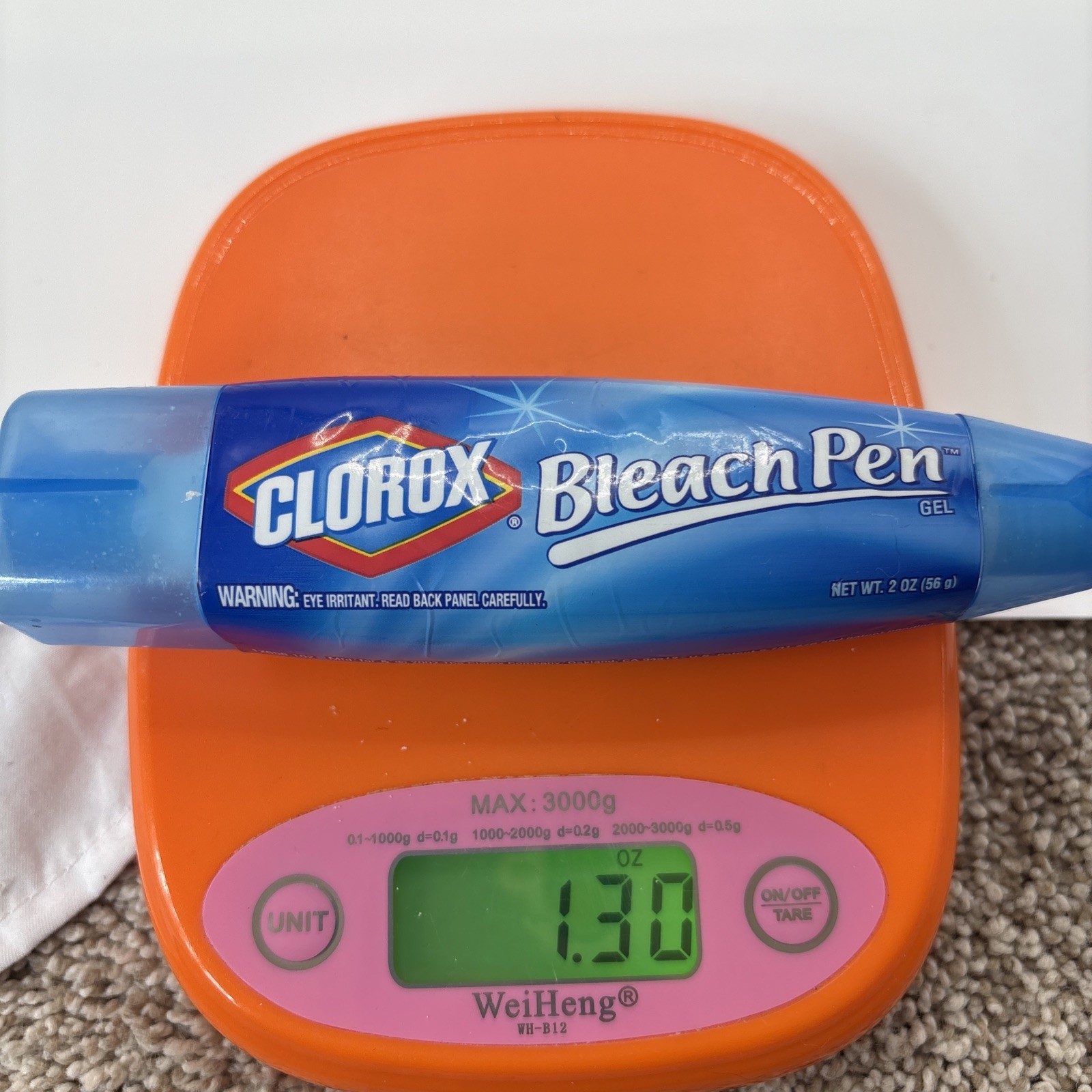 Clorox Bleach Pen Gel With Dual Tip Weighs 1.30 Ounces Used