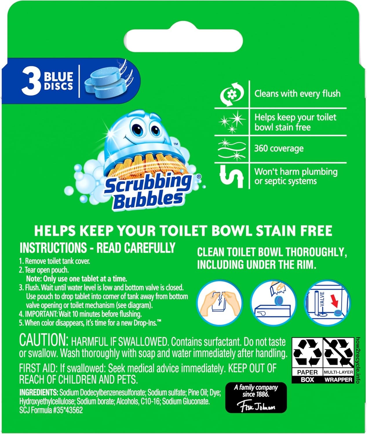 Scrubbing Bubbles Continuous Clean Toilet Drop-Ins, Septic-Safe, 3ct