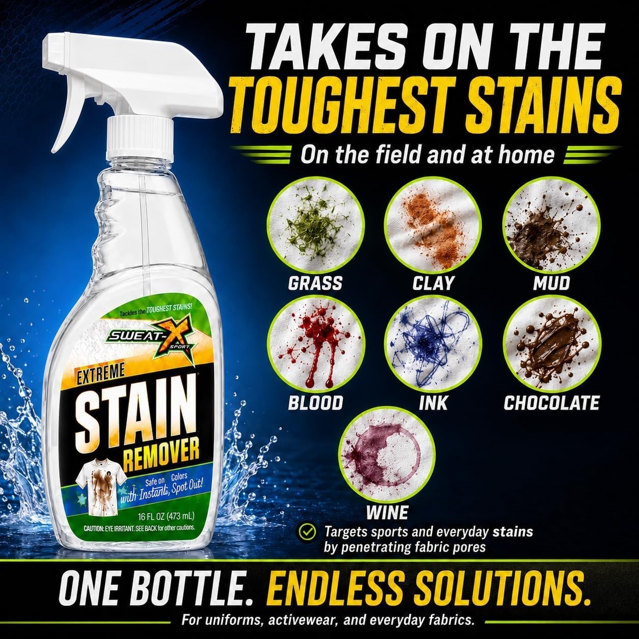 Powerful All-Purpose Stain Treater – 16 oz 2 Bottles, Biodegradable & Non-Toxic