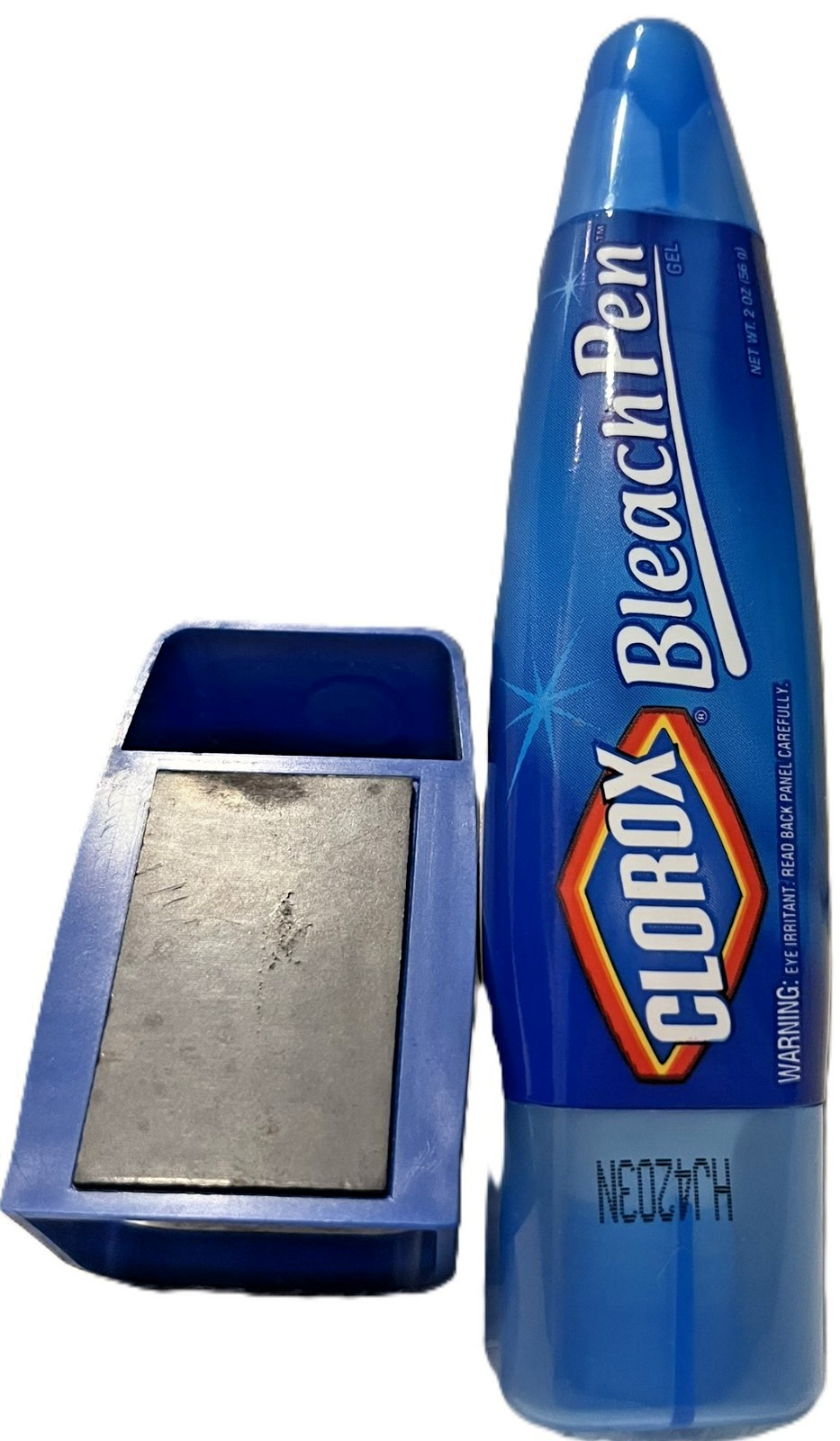 Clorox Bleach Pen Dual Tipped 2 Oz + Magnetic Holder NOS Discontinued 2002 Blue