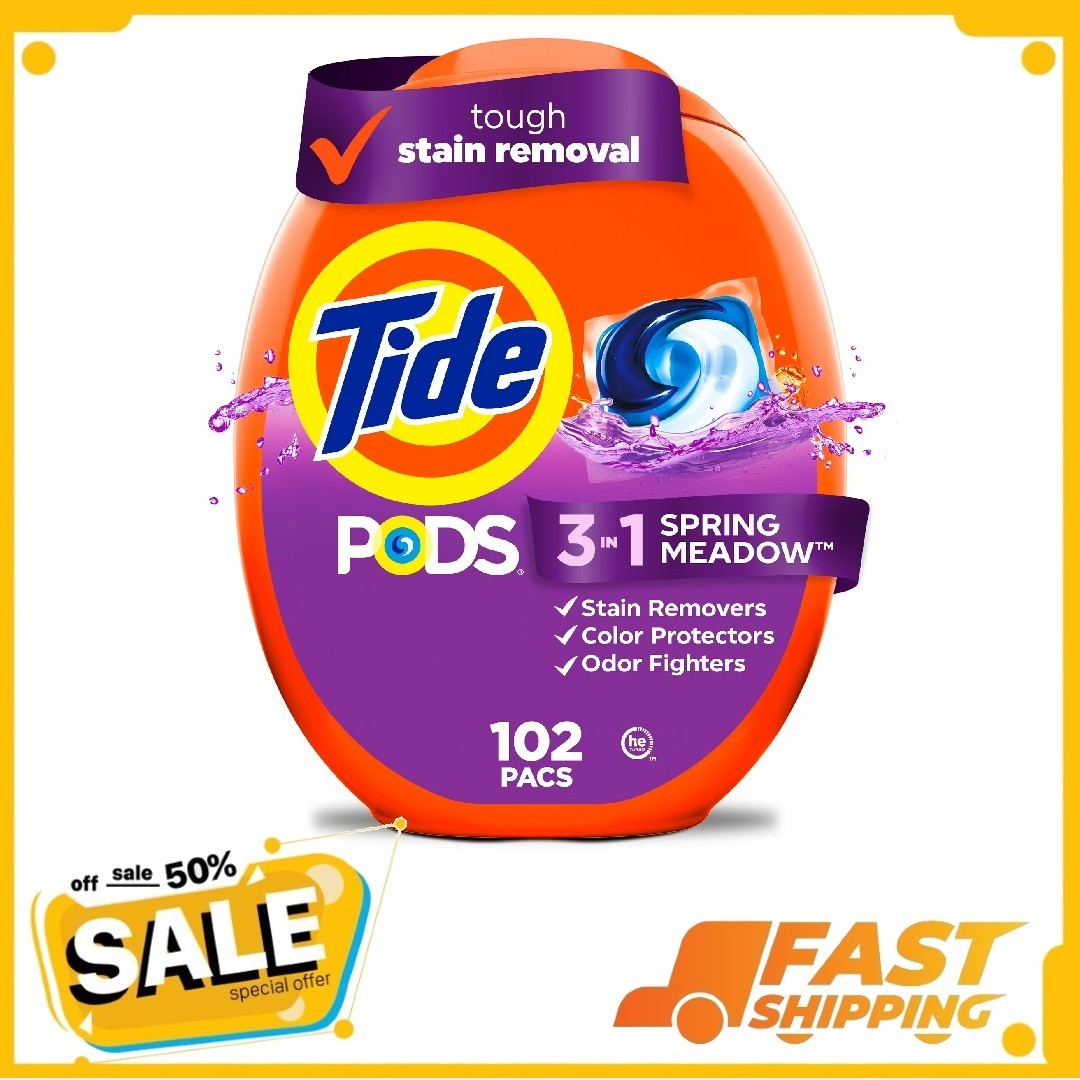 Tide PODS Laundry Detergent Soap Pacs, Spring Meadow Scent, 102 Count