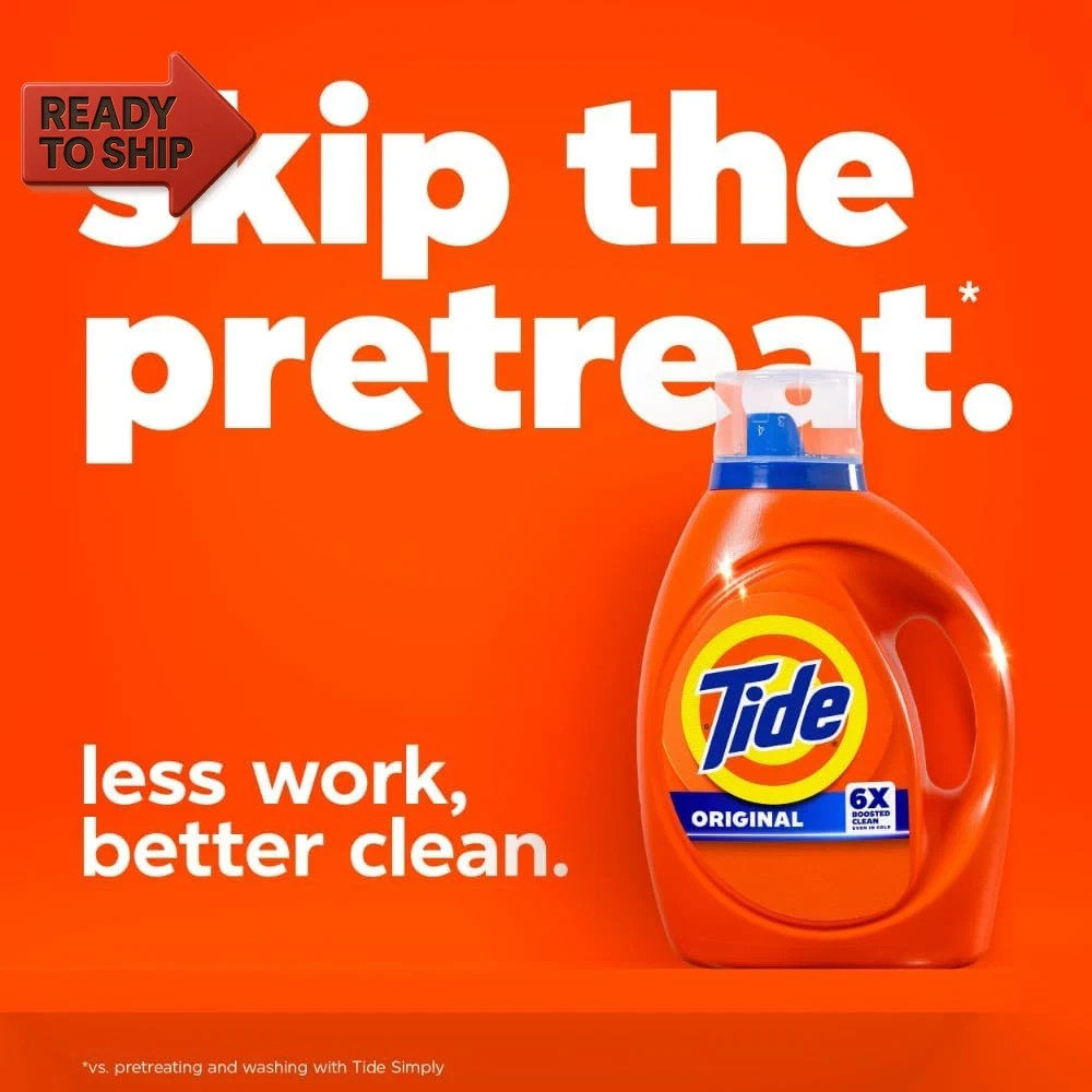 Tide Laundry Detergent Liquid, Original Scent, 64 Loads, 80 FL OZ, Works on 100%